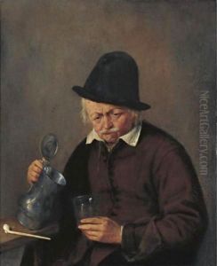 A Man Holding A Tankard And A Glass