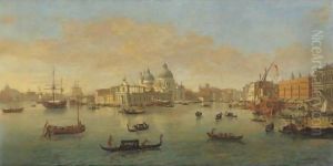 Venice, A View Of The Bacino Di San Marco Looking West, With The Punta Della Dogana And The Church Of Santa Maria Della Salute