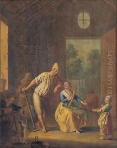 Interior With A Peasant Family by Pietro Fabris