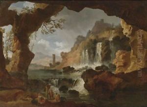View Of The Falls Of Tivoli by Claude-joseph Vernet