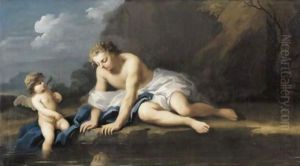 Narcissus And Cupid by Jacopo (Giacomo) Amigoni