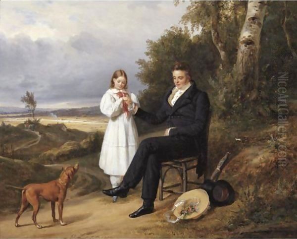 Father And Daughter In A Landscape - view 1