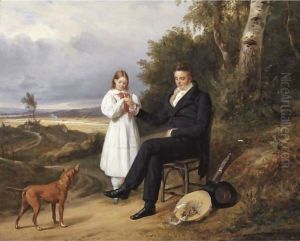 Father And Daughter In A Landscape by Pierre Duval-Lecamus