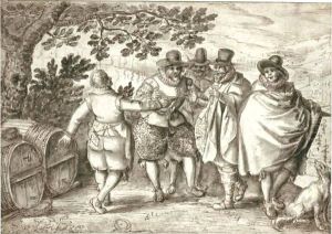 Gentlemen Tasting Wine In A Landscape by David Vinckboons I