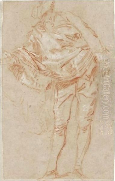 Study Of A Young Man Leaning Forward, Wearing A Cape - view 1