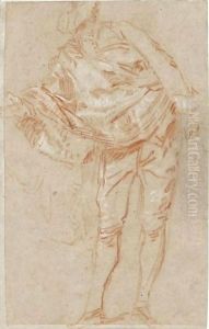 Study Of A Young Man Leaning Forward, Wearing A Cape by Nicolas Lancret