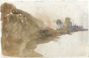 View Of A Riverbank by Eugene Delacroix