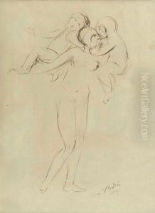 Femme Nu Avec Amours (Study For 'La Nuit') by Auguste Rodin