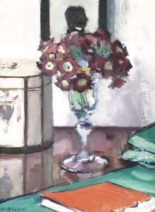 Still Life With Primulas And A Book by Francis Campbell Boileau Cadell
