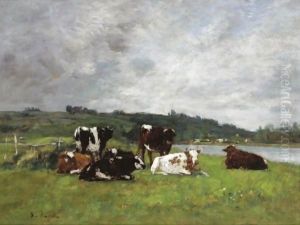 Vaches Au Paturage by Eugene Boudin