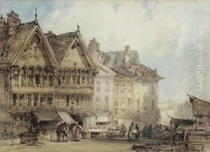 A Busy Market Square by William Callow