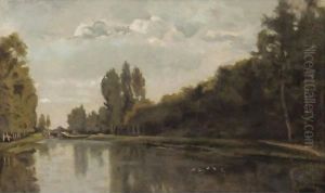 River Landscape by Charles-Francois Daubigny