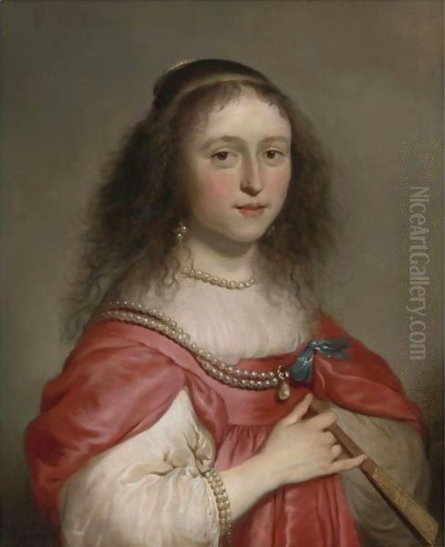 Portrait Of A Young Woman Holding A Fan - view 1