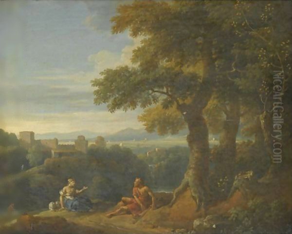 An Italianate Landscape With Two Figures Resting In The Foreground - view 1