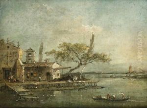 A View Of The Island Of Anconetta With The Torre Di Marghera Beyond by Francesco Guardi