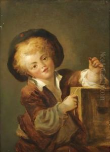 A Little Boy With A Curiosity, Said To Be A Portrait Of The Artist's Son Alexandre-Evariste (1780-1850) by Jean-Honore Fragonard