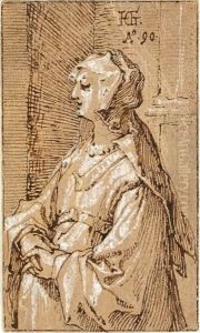 Standing Woman With A Veil by Hendrick Goltzius