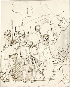 Joseph Lifted From The Well By His Brothers by Harmenszoon van Rijn Rembrandt
