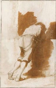 Study Of A Young Man Leaning On A Wall