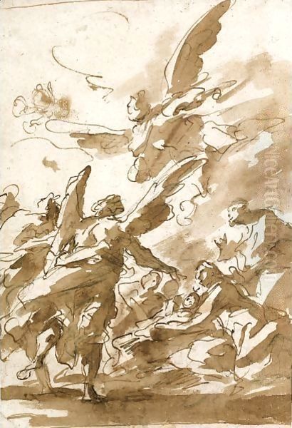 The Holy Family Surrounded By Angels - view 1