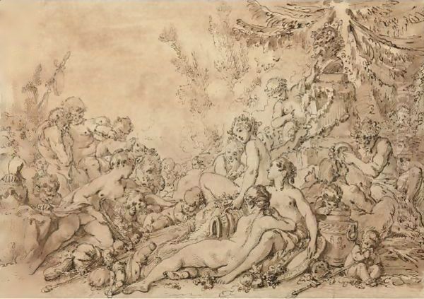 Nymphs, Satyrs, And Putti With Silenus Near An Altar To Pan - view 1