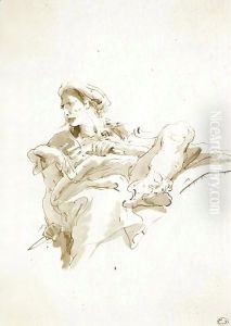 A Seated Oriental Figure, Seen From Below