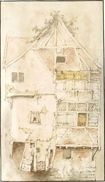 Study Of A Tall, But Ramshackle Gabled House - view 1