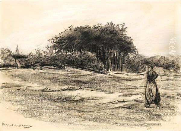 A Peasant Woman In A Field, With Trees Behind - view 1