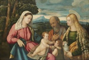 The Holy Family With The Infant Saint John The Baptist And Mary Magdalene by Palma Vecchio (Jacopo Negretti)