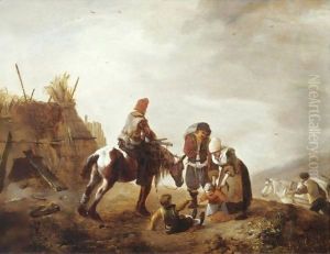 An Italianate Landscape With A Family Of Peasants Resting by Dirck Willemsz. Stoop