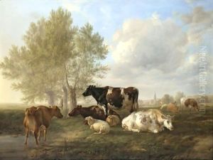 Evening, Fordwich Meadows, Near Canterbury by Thomas Sidney Cooper