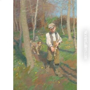 Boy Whittling A Stick by Harvey Harold
