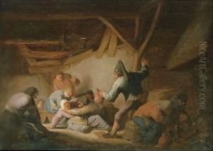 Peasants Brawling In A Tavern by Adriaen Jansz. Van Ostade