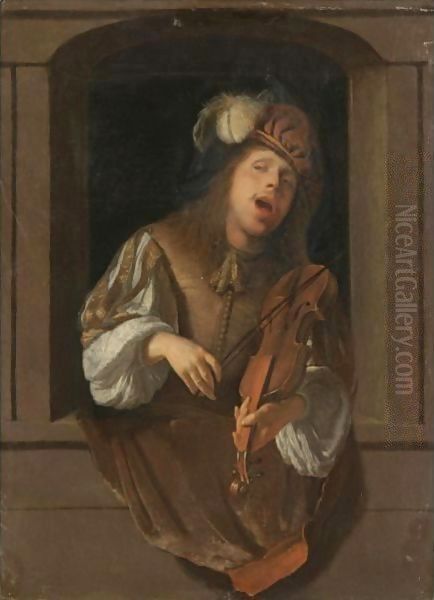 A Singing Violinist, Probably A Self-Portrait, Set Within A Niche - view 1
