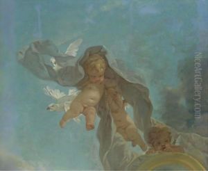 Putti With Doves, A Fragment by Francois Boucher