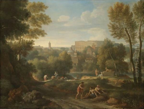 A View Of The Roman Campagna With The Colosseum Beyond - view 1