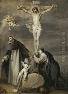The Crucified Christ Adored By Saints Dominic And Catherine Of Siena