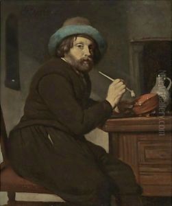 A Smoker Seated At A Table