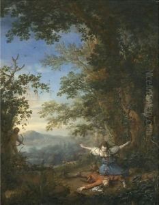 Pyramus And Thisbe In A Bosky Landscape by Philips Wouwerman