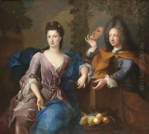 Portrait Of A Lady And A Gentleman, Said To Be Philippe II, Duc D'Orleans (1674-1723) by Pierre Gobert