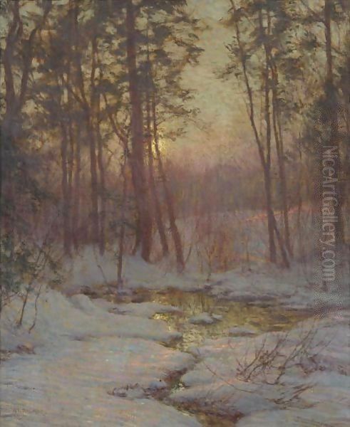 Winter Stream At Sunset - view 1