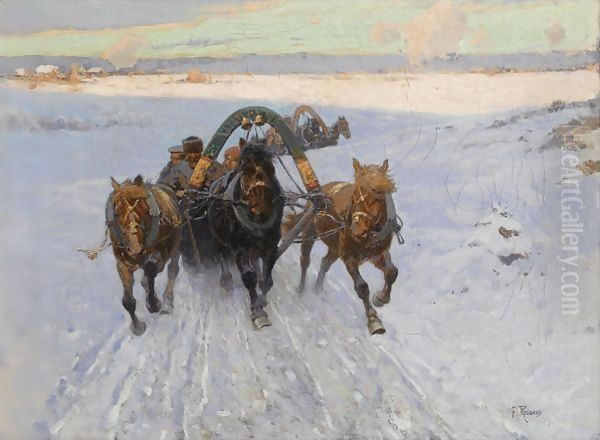 Troika Racing Through The Snow - view 1