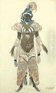Costume Design For A Negress In A Production Of Aladdin by Leon Samoilovitch Bakst