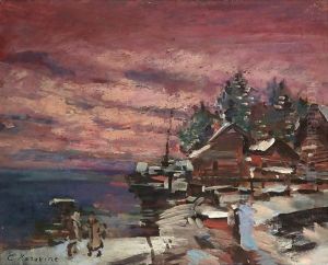 Village In Winter by Konstantin Alexeievitch Korovin