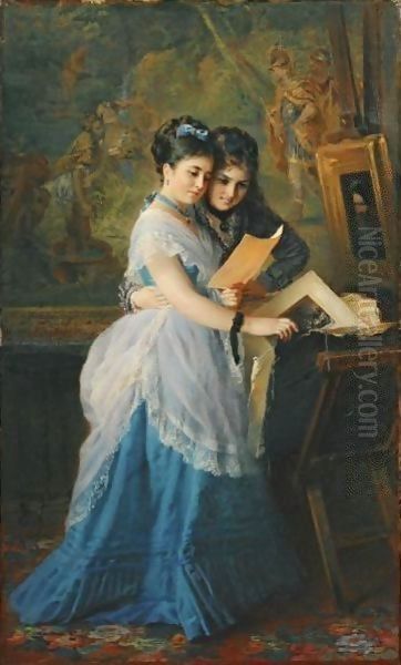 Two Ladies Looking At Prints - view 1