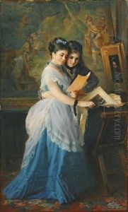 Two Ladies Looking At Prints