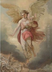 The Woman Clothed With The Sun Fleeth From The Persecution Of The Dragon by Benjamin West