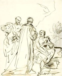 A Study Of Three Men Talking by John Vanderbank