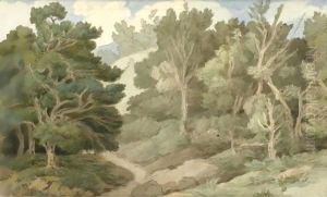 A Path Through A Wooded Landscape by Francis Towne