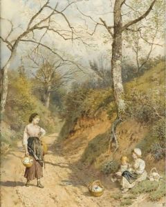 The Primrose Gatherers by Myles Birket Foster